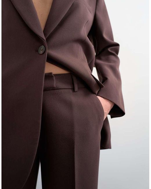 TOPSHOP Brown Co Ord Mid Rise Clean Straight Trouser