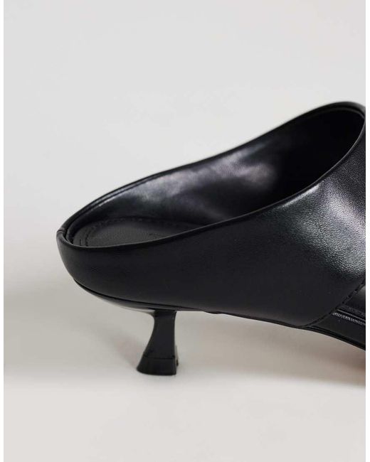 TOPSHOP Black Nancy Toe Thong Mid Heel Sandal
