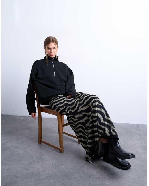 TOPSHOP Multicolor Mesh Zebra Print Maxi Skirt