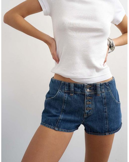 TOPSHOP Multicolor Denim Button Fly Knicker Shorts