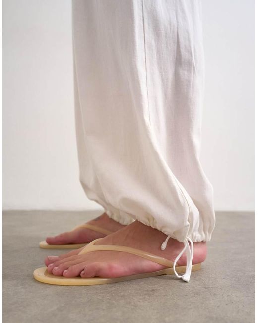 TOPSHOP White Linen Elasticated Waist Balloon Trouser