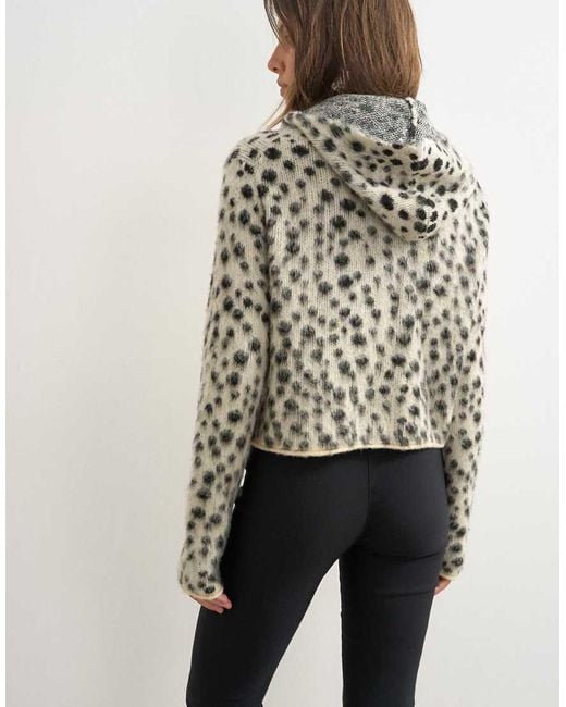 TOPSHOP Gray Knitted Scarf Cardigan With Wool Look