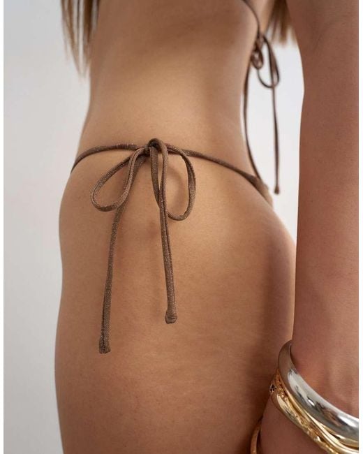 TOPSHOP Brown Kos Thong Bikini Bottom