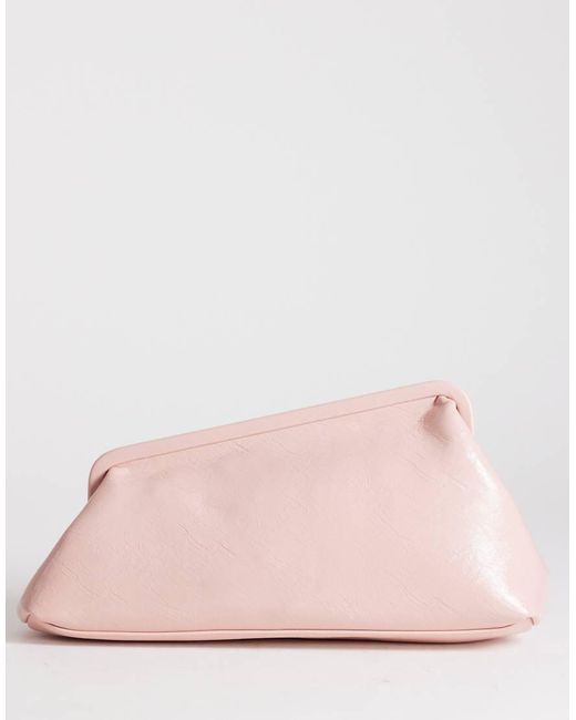 TOPSHOP Pink Anna Medium Angular Clutch Bag