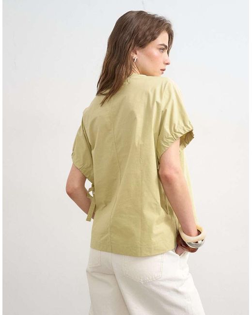 TOPSHOP White Hybrid Tie Sleeve Tee