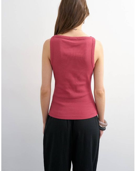 TOPSHOP Red Slash Neck Racer Vest