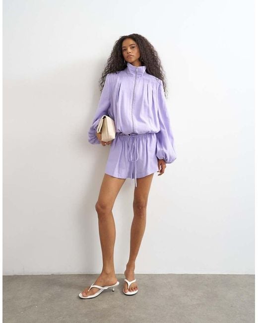 TOPSHOP Purple Modal Funnel Neck Jacket