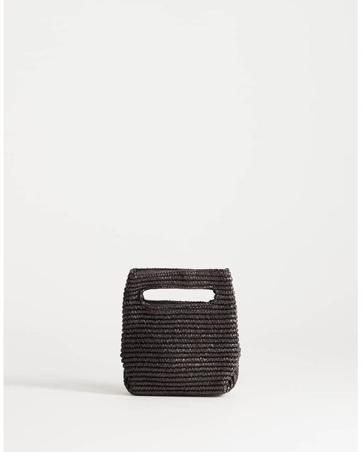 TOPSHOP Black Stella Straw Small Grab Bag