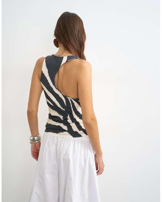 TOPSHOP White Asymmetric Racer Back Vest