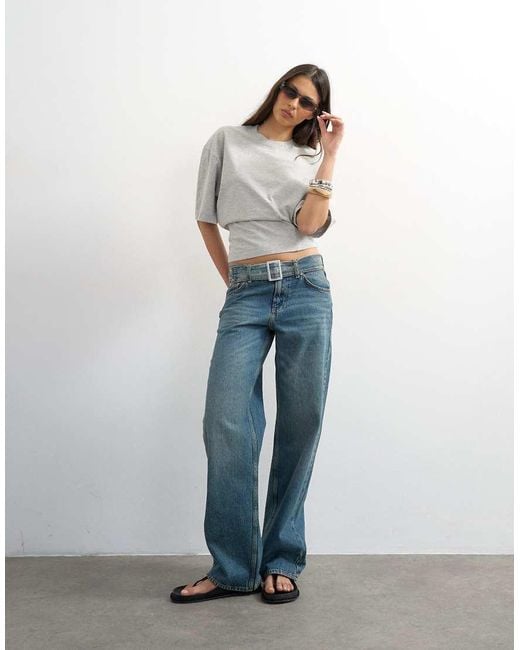 TOPSHOP Gray Structured Waist Tee