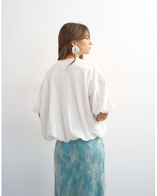 TOPSHOP White Bubble Hem Tee