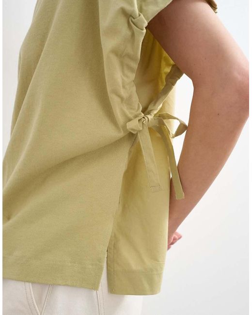 TOPSHOP White Hybrid Tie Sleeve Tee