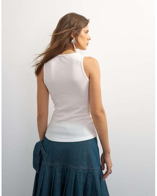 TOPSHOP Gray X Cara Scoop Neck Tank Top