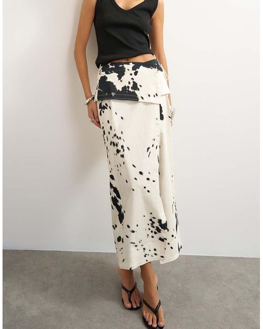 TOPSHOP Natural Twill Wrap Tie Detail Maxi Skirt