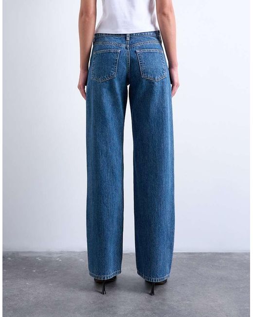 TOPSHOP Blue Ember Low Rise Straight Leg Jean