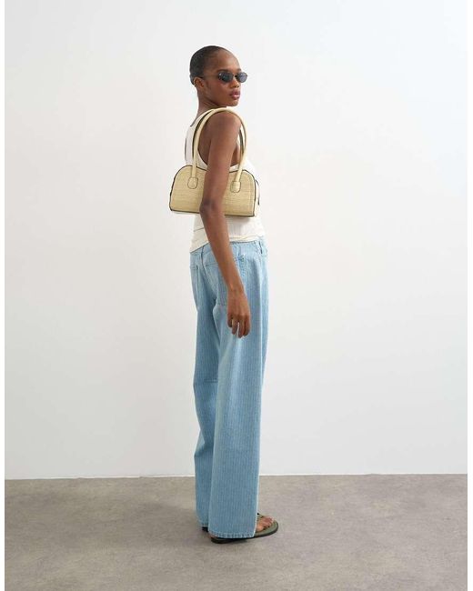 TOPSHOP Blue Barrel Mid Rise Jeans