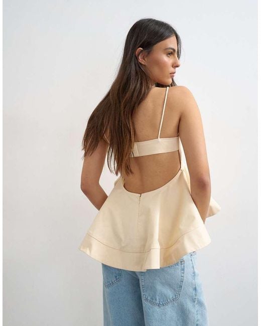 TOPSHOP White Beaded Strap Full Hem Top