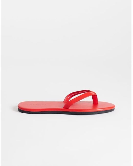 TOPSHOP Red Sky Real Leather Toe Thong Sandal