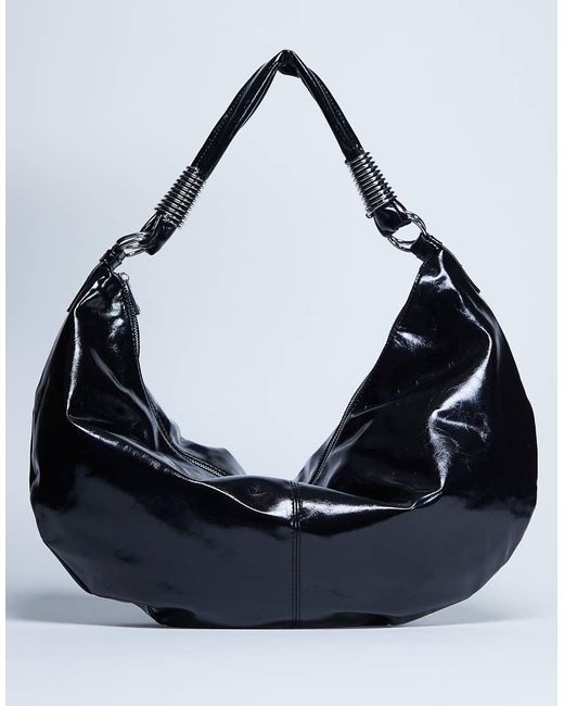 TOPSHOP Black Sloane Hardware Scoop Shoulder Bag