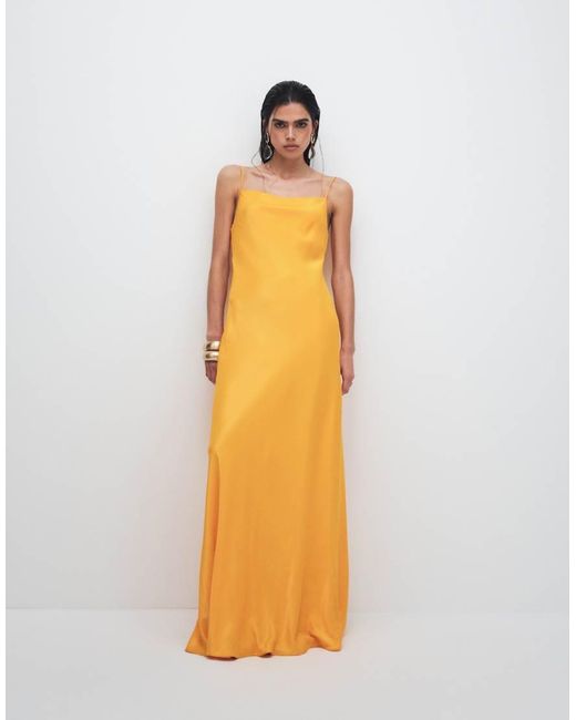 TOPSHOP White Viscose Satin Low Scoop Flood Length Maxi Slip Dress