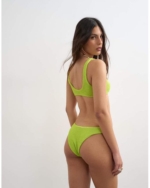 TOPSHOP Green Tara Crinkle High Leg Cheeky Bikini Bottom