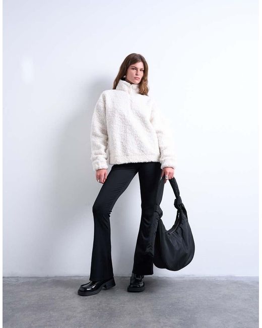 TOPSHOP Black Terry Nylon Shoulder Zip Pocket Bag