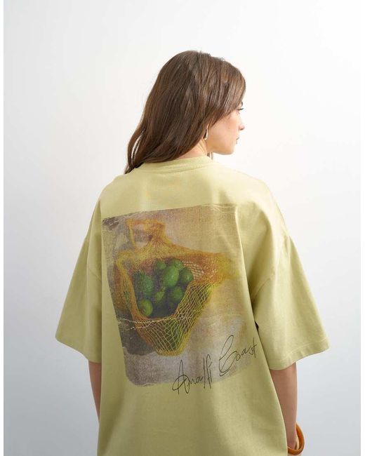 TOPSHOP White 'Amalfi' Embroidered Graphic Oversized Tee