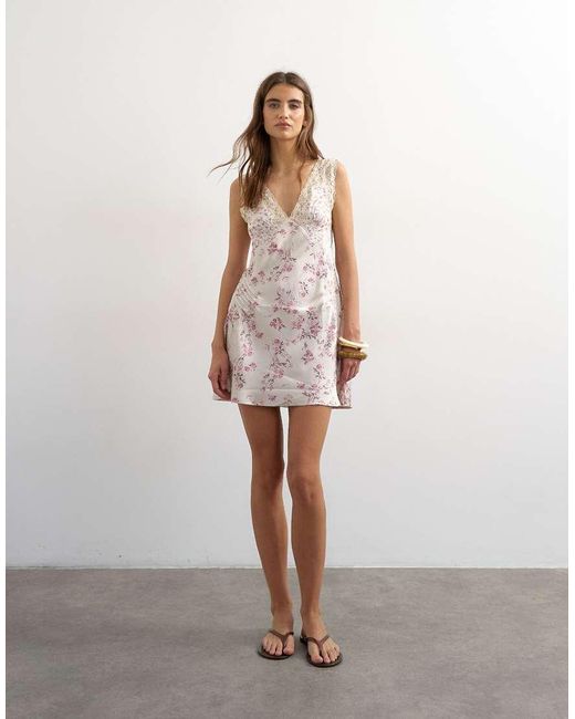 TOPSHOP White Lace Insert Pintucked Waist Mini Tea Dress