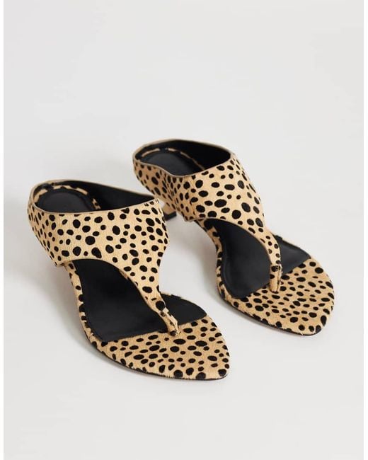 TOPSHOP Metallic Nancy Toe Thong Mid Heel Sandal