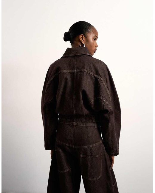 TOPSHOP Black Tolu Coker X Barrel Denim Jacket Circular Design