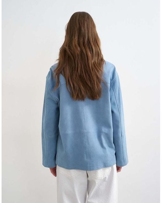 TOPSHOP Blue Premium Suede Jacket