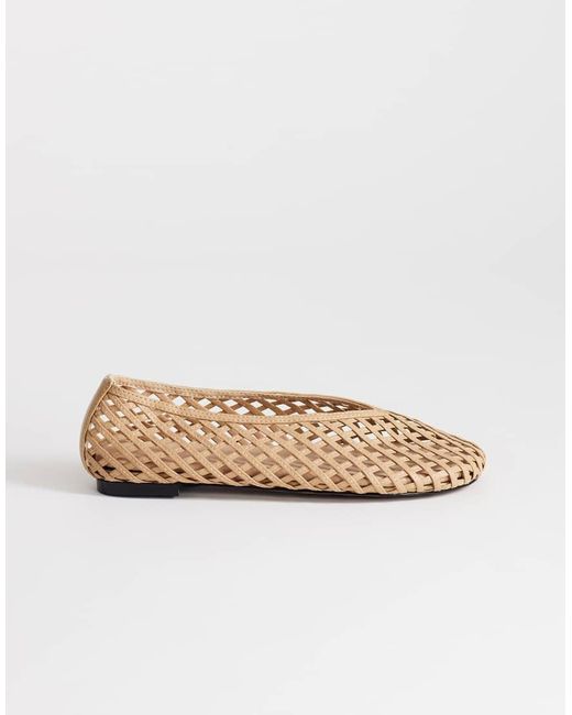 TOPSHOP Natural Luna Woven Ballet Flats