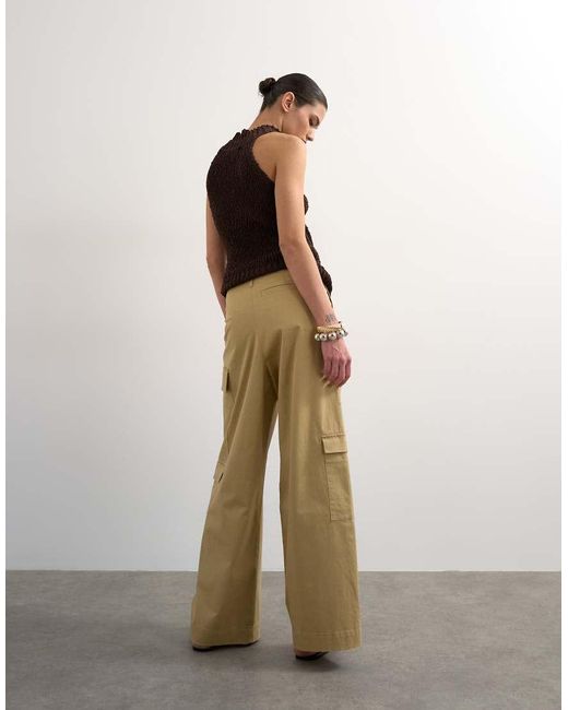 TOPSHOP White Clean A Line Wide Leg Cargo With Tie Waist