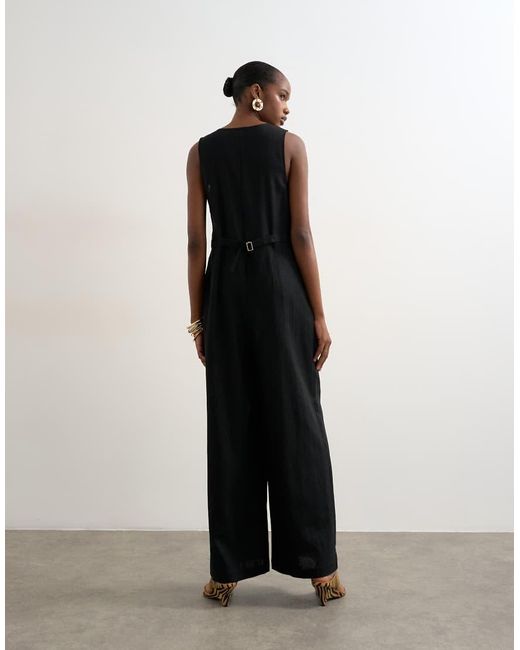 TOPSHOP White Tailored Linen Blend Jumpsut