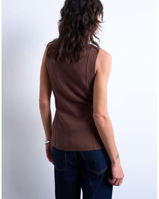 TOPSHOP Purple Knitted Longline Waistcoat