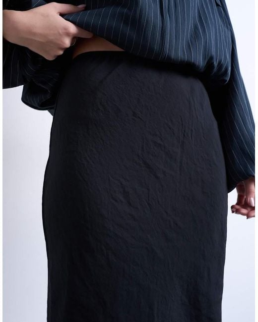 TOPSHOP Blue Super Soft Cupro Bias Midi Skirt