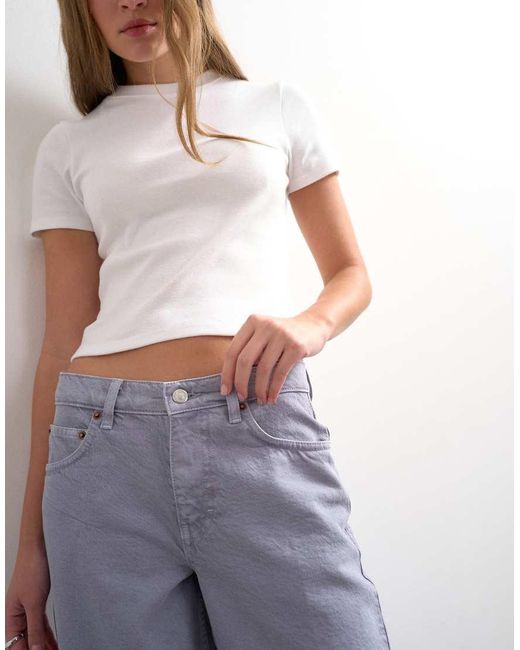 TOPSHOP White Cinch Low Rise Relaxed Jean