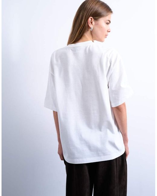TOPSHOP White Graphic Oversized Retro Car Print Tee