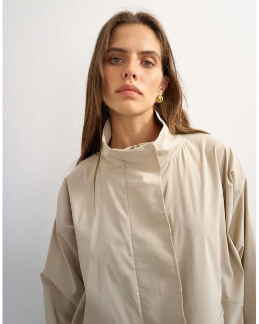 TOPSHOP White Techy Funnel Neck Jersey Track Top