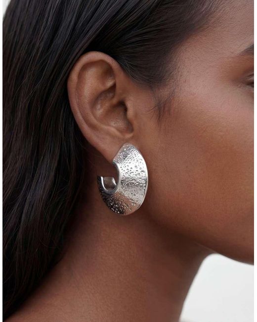 TOPSHOP White Cindy Textured Chunky Hoop Earring