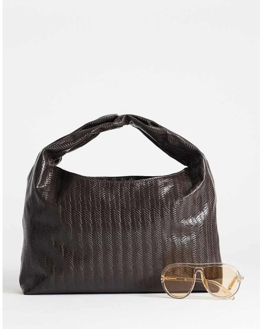 TOPSHOP Black Savan Woven Small Shoulder Bag