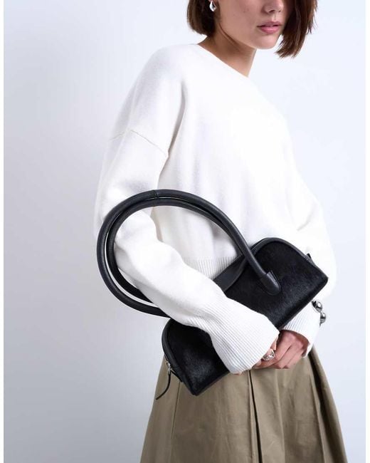 TOPSHOP Brown Sullivan Real Leather Bowler Shoulder Bag