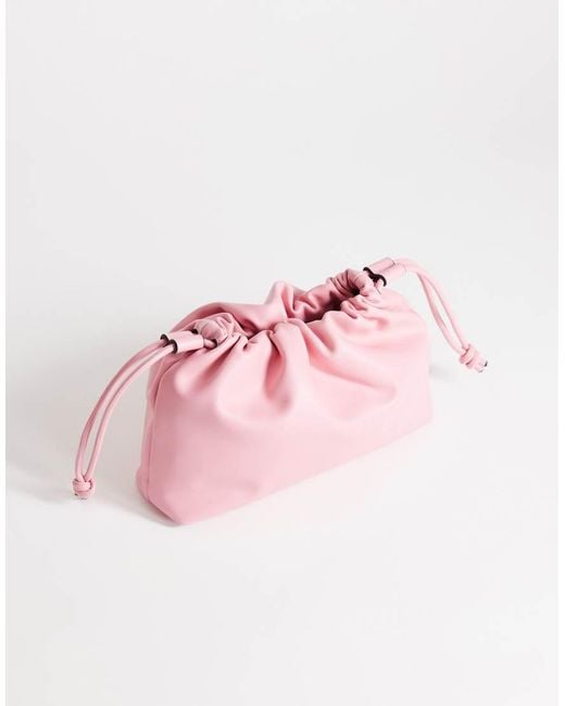 TOPSHOP Pink Celia Medium Ruched Clutch Bag