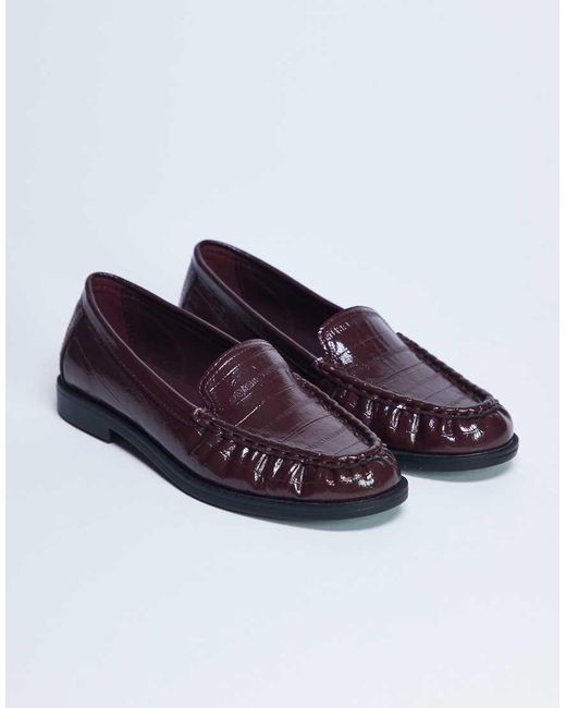 TOPSHOP Blue Coby Ruched Toe Croc Loafer
