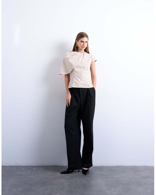 TOPSHOP Gray Cape Structured Top