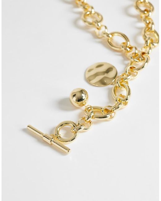 TOPSHOP Metallic Lana Oversized Chain Necklace With Charms