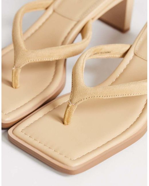 TOPSHOP Natural Sadie Toe Thong Mid Heel