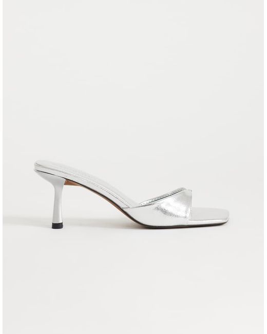 TOPSHOP White Sophie Asymmetric Mid-heel Mules