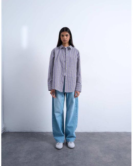TOPSHOP Purple Asymmetric Placket Waisted Long Sleeve Cinched Shirt