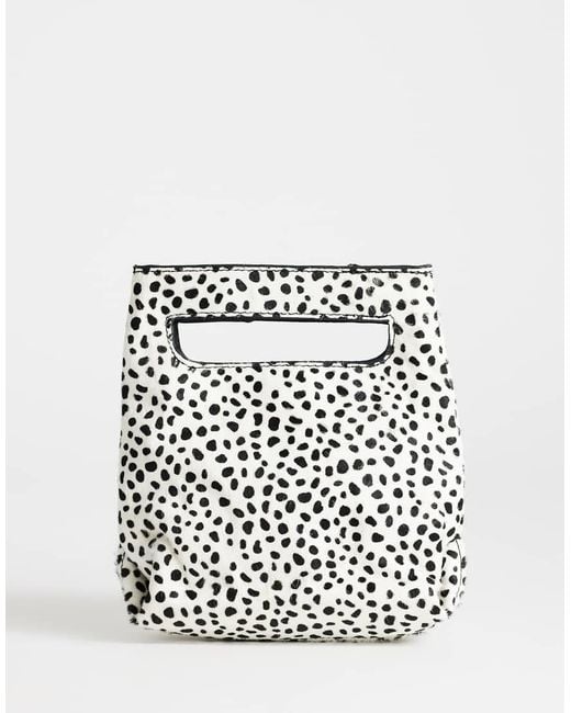 TOPSHOP White Stella Hair On Real Leather Small Grab Bag